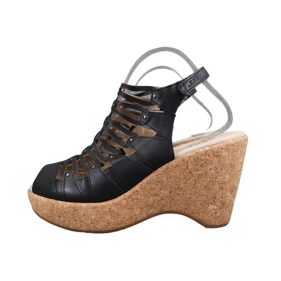 Jambu Shoes Womens 9 Sandals Wedge Platform Fashion Caged Peep Toe Cushioned JBU - Picture 4 of 14